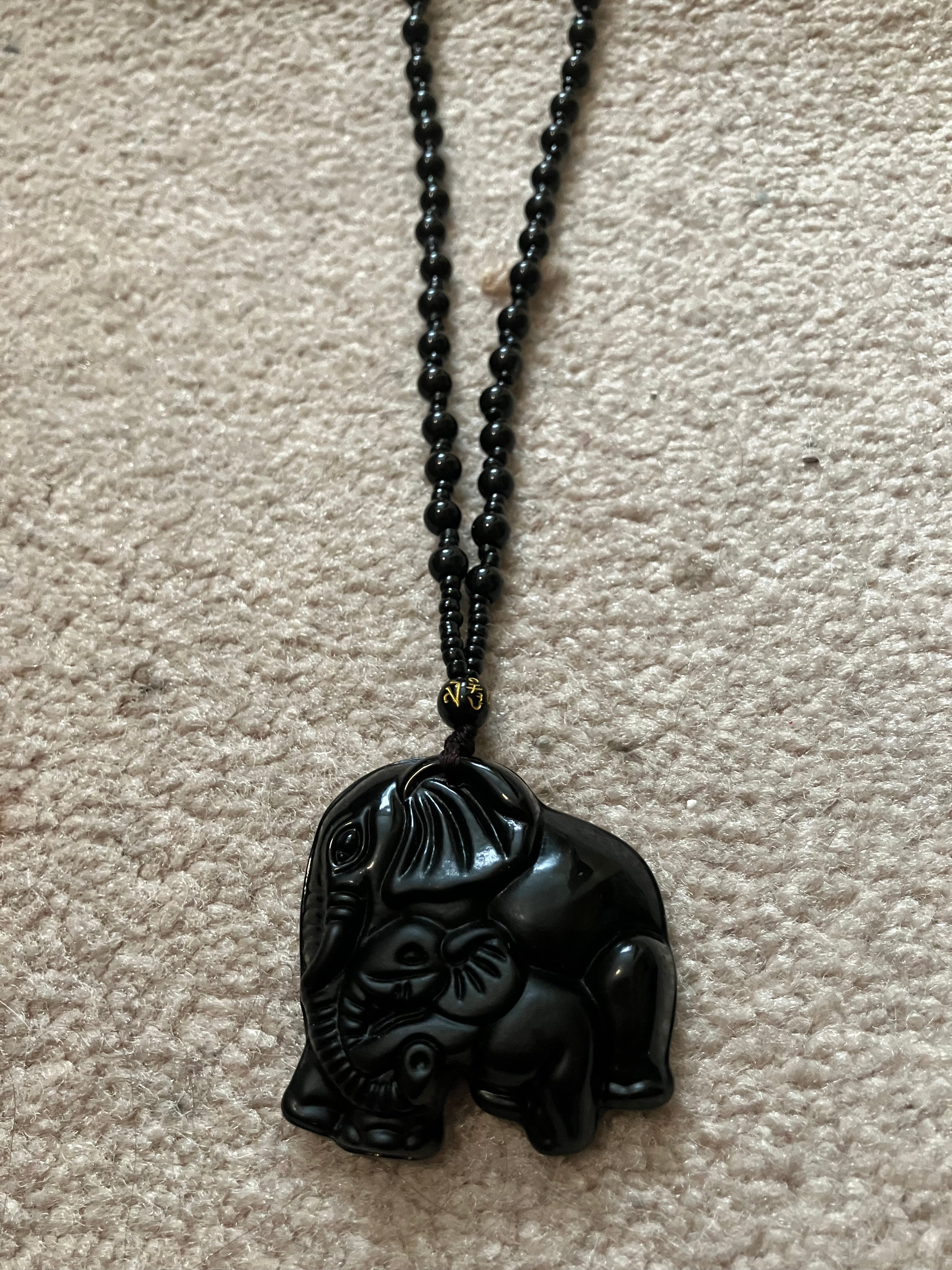 Black elephant necklace