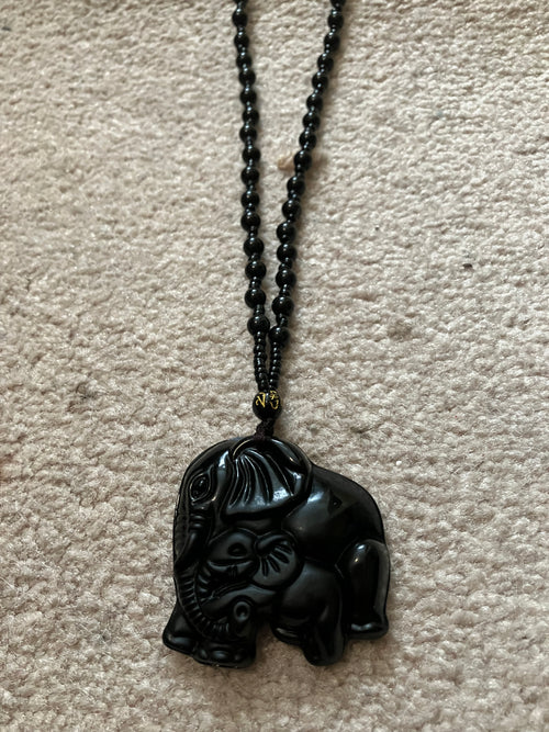 Black elephant necklace